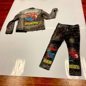 It’s a pair of jeans and a size M Jean jacket